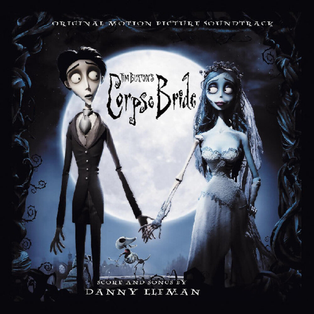 the album cover for Danny Elfman - Corpse Bride - O.S.T. [Blue Moon with Purple and Black Ghost Splatter Colored Vinyl]