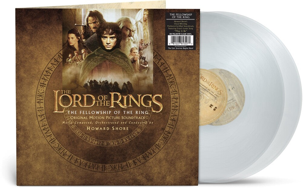 the album cover for Howard Shore - Lord Of The Rings: Fellowship Of The Ring [Indie Exclusive Palantir Clear LP]