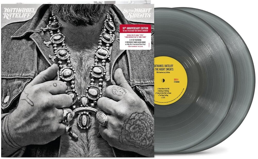 the album cover for Nathaniel Rateliff & The Night Sweats - Nathaniel Rateliff & The Night Sweats [Translucent Black 2LP] (10th Anniversary) 