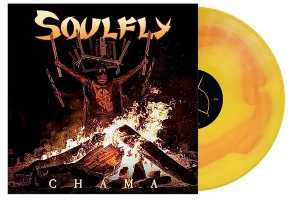 the album cover for Soulfly - Chama [Yellow Orange Colored Vinyl]