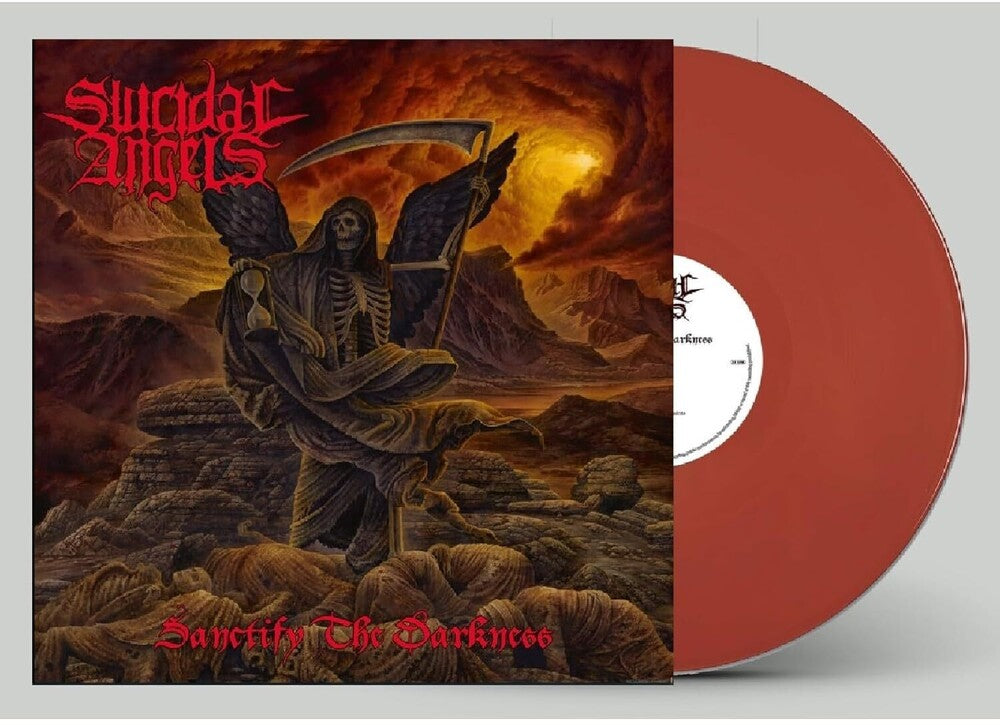 the album cover for Suicidal Angels - Sanctify The Darkness [Colored Vinyl] (Red) (Aus)
