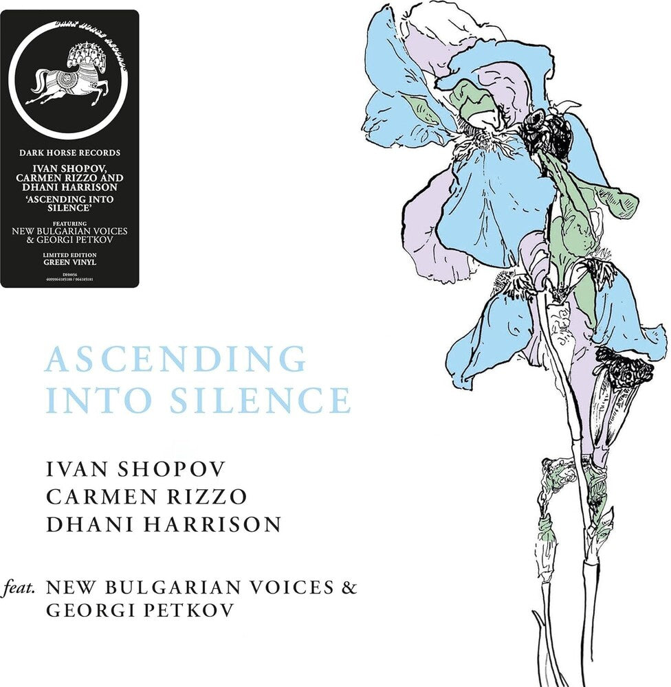 the album cover for Carmen Rizzo  / Harrison,Dhani / Shopov,Ivan - Ascending Into Silence [Green Vinyl]