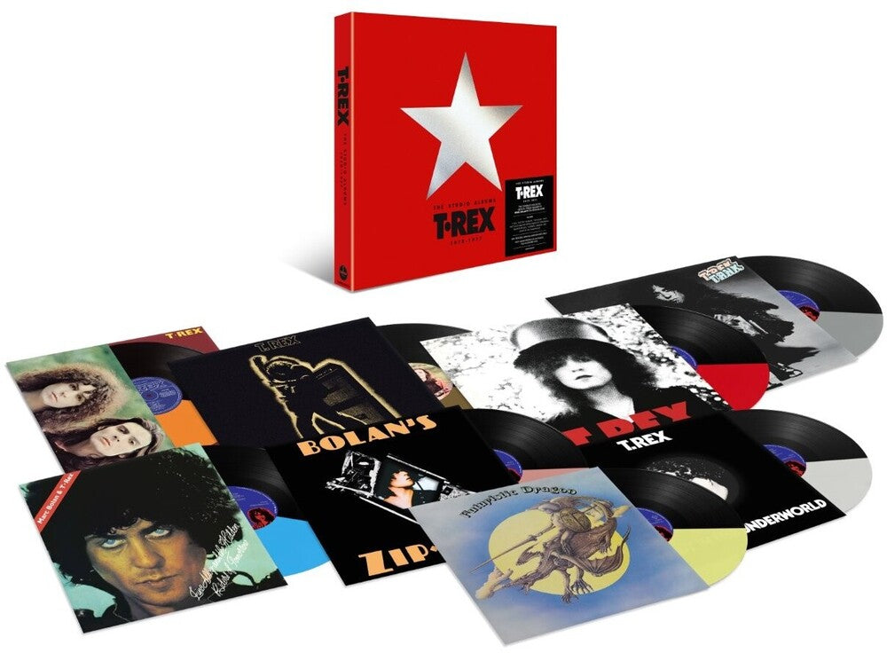 the album cover for T.Rex - Studio Albums 1970-1977 [Half & Half Colored Vinyl]