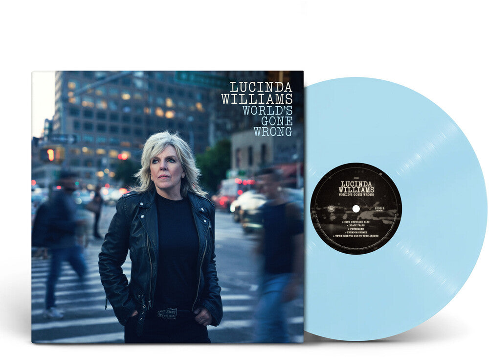 the album cover for Lucinda Williams - World's Gone Wrong [Indie Exclusive Sky Blue Colored Vinyl]