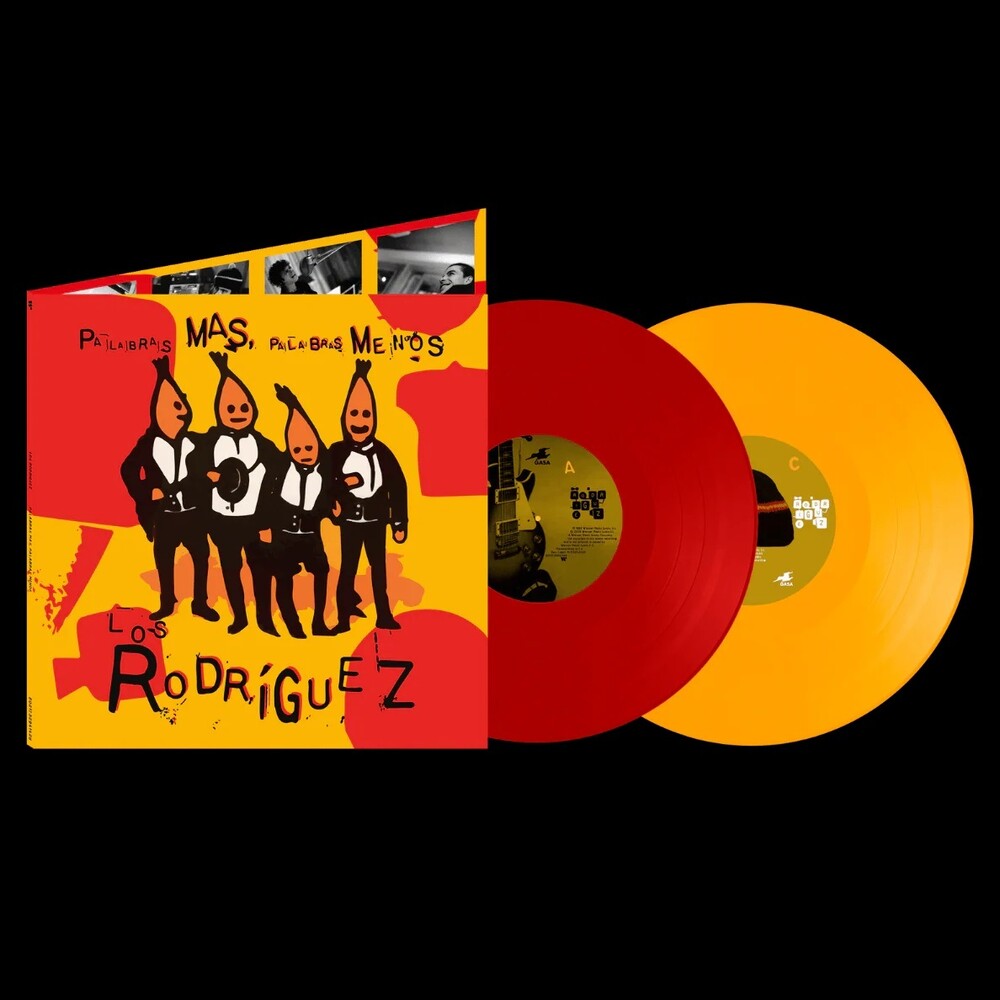 the album cover for Los Rodriguez - Palabras Mas Palabras Menos - Yellow & Red Vinyl