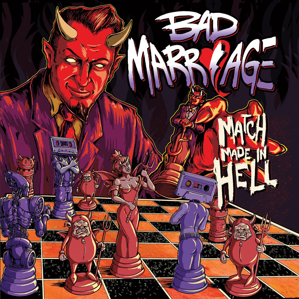 the album cover for Bad Marriage - Match Made In Hell - Blood Moon [Colored Vinyl] (Gate)