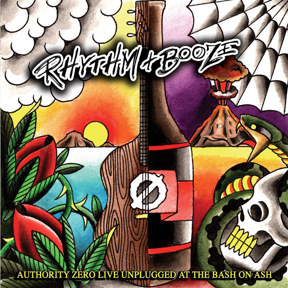 the album cover for Authority Zero - Rhythm + Booze - Live [Indie Exclusive Metallic Gray]