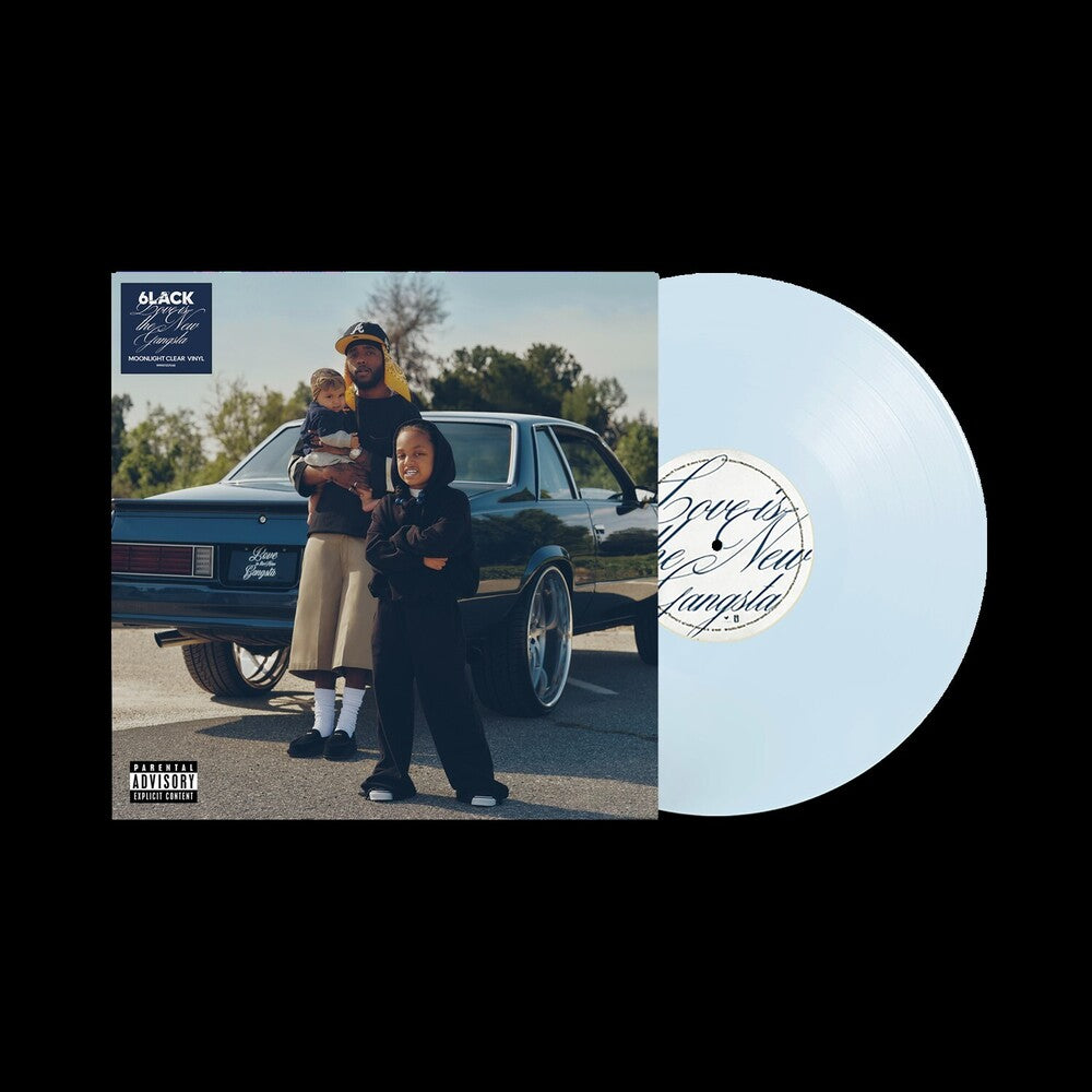 the album cover for 6LACK - Love is the New Gangsta [Moonlight Clear Vinyl with Alternate Cover]