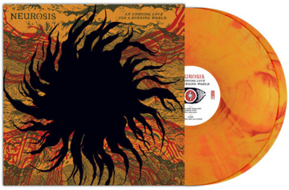 the album cover for Neurosis - Undying Love for a Burning (tiger Eyes (yellow/red Swirl W/ Black) Vinyl)