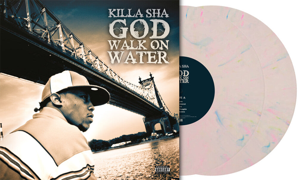 the album cover for Killa Sha - God Walk On Water - Rose Multicolour Marble Vinyl
