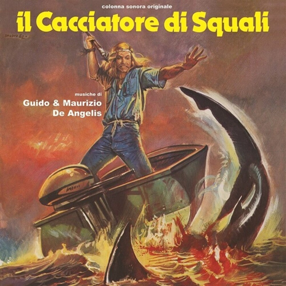 the album cover for De Angelis, Guido / De Angelis, Maurizio - Il Cacciatore Di Squali (Original Soundtrack) - Blue Colored Vinyl