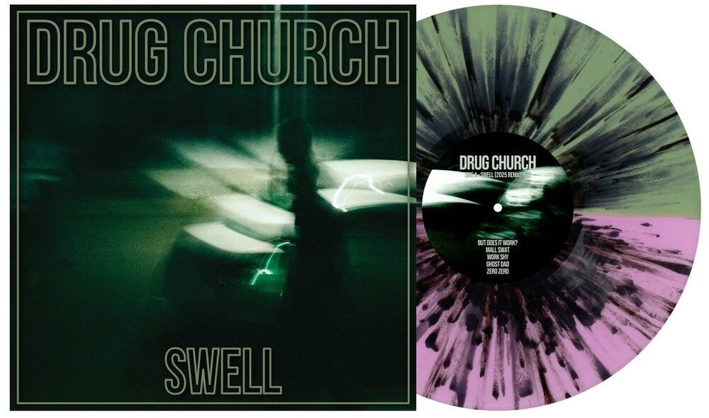 the album cover for Drug Church - Swell [Indie Exclusive Olive/Violet with Black Splatter]