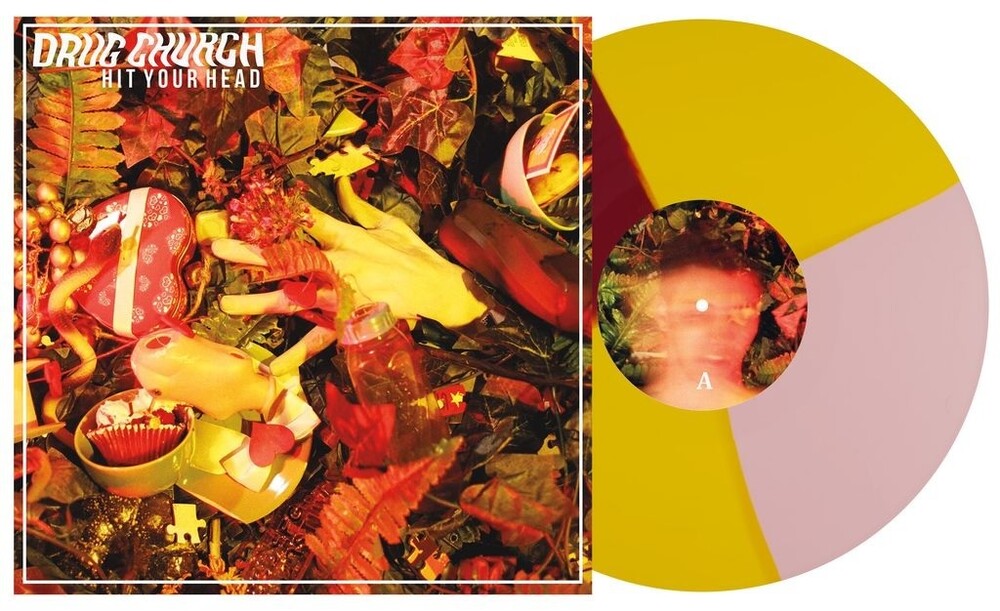 the album cover for Drug Church - Hit Your Head [Indie Exclusive Baby Pink/Canary Yellow/Oxblood Quad]