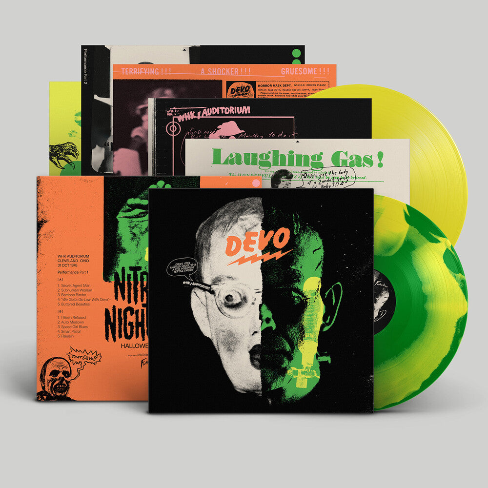 the album cover for Devo - Nitrous Nightmare Halloween Live '75 [Colored Vinyl] (Grn)