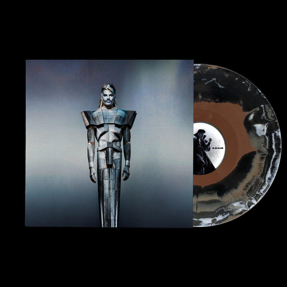 the album cover for Adam Lambert - Adam [Indie Exclusive Black Orange White Marble]