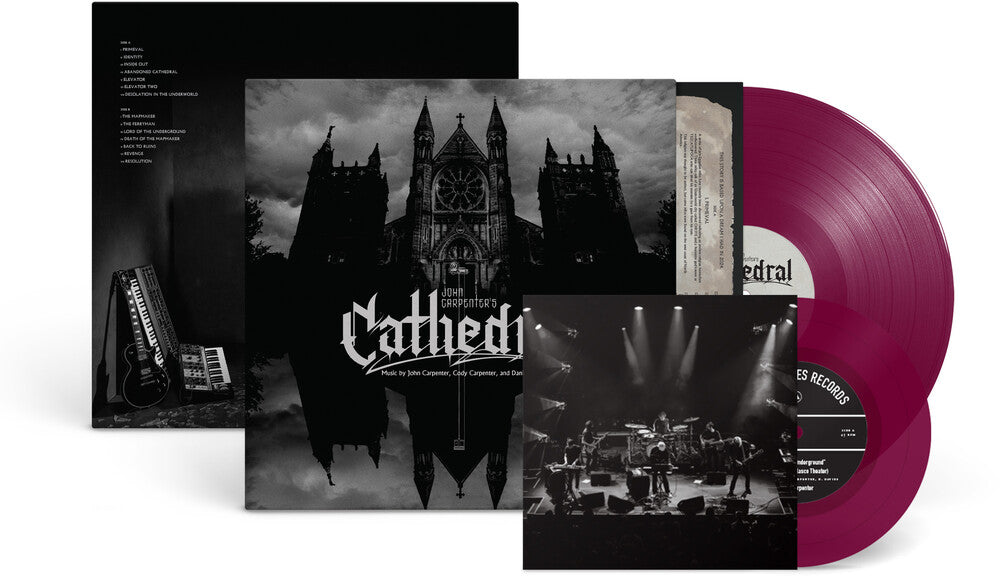 the album cover for John Carpenter - Cathedral [Indie Exclusive Amethyst]