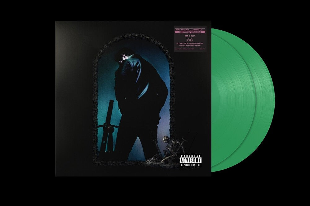 the album cover for Post Malone - Hollywood's Bleeding (transparent Green Vinyl/2lp)