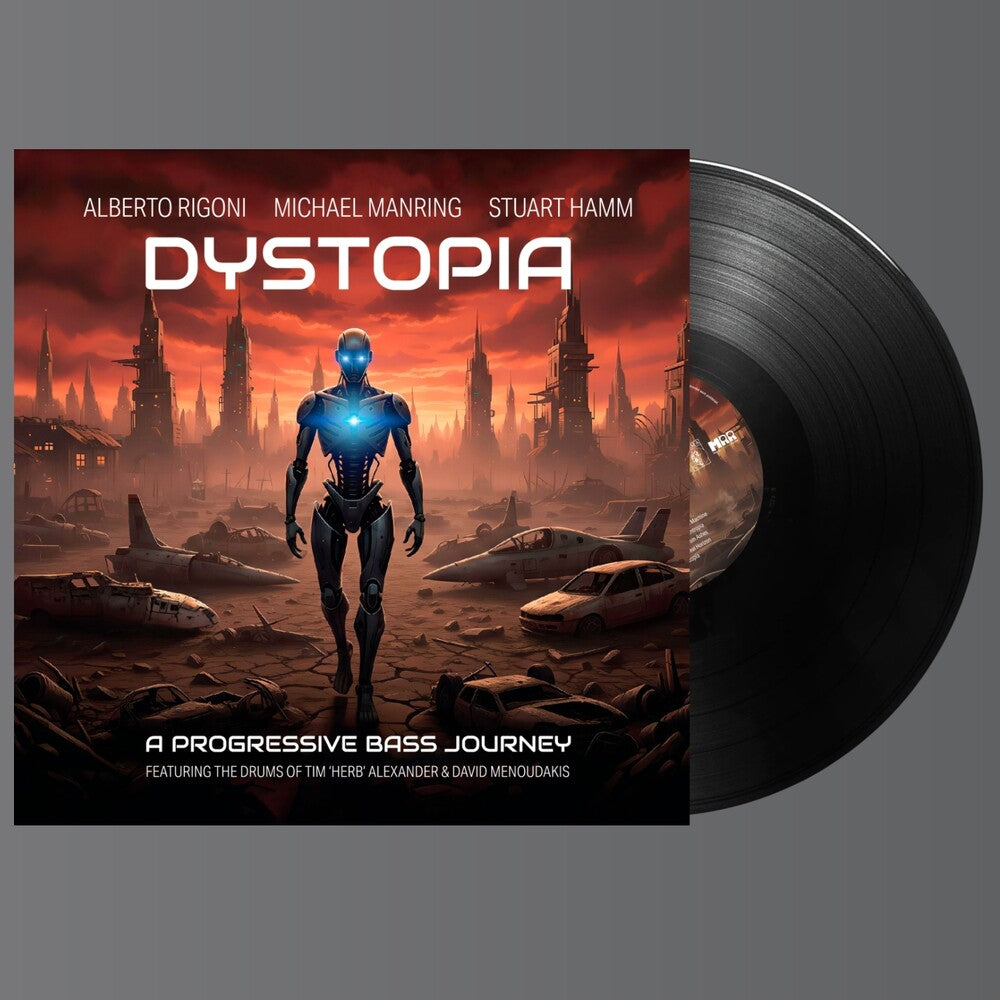 the album cover for Alberto Rigoni  / Manring,Michael / Hamm,Stuart - Dystopia