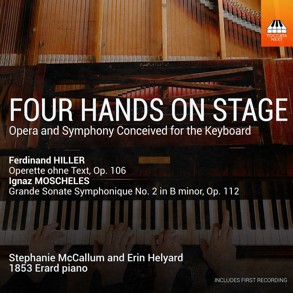 the album cover for Stephanie / Erin Helyard Mccallum - Four Hands on Stage - Opera & Symphony Conceived for the Keyboard
