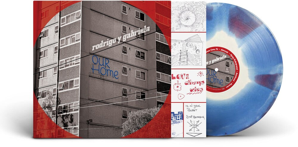 the album cover for Rodrigo Y Gabriela - OurHome [White, Red & Blue Layered]