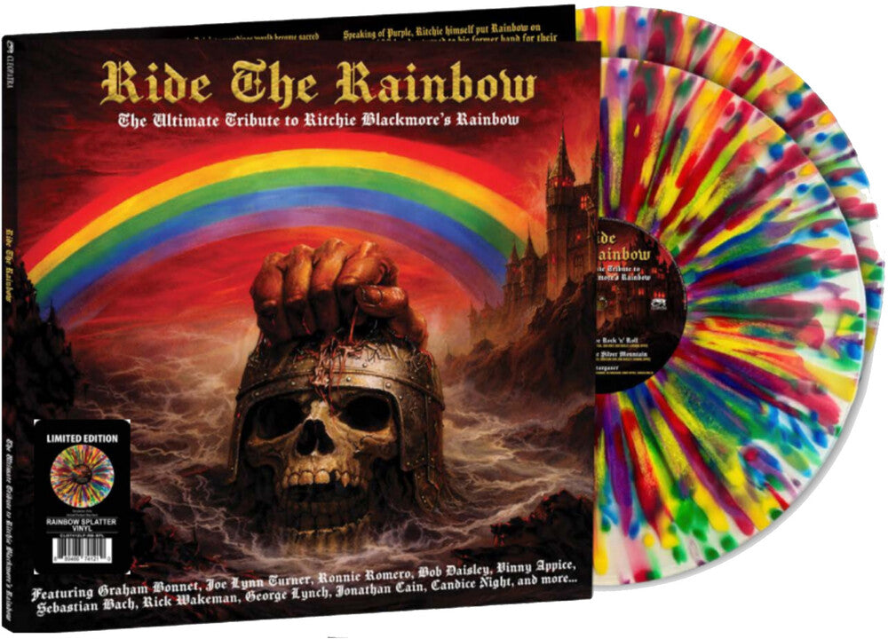 the album cover for Various Artists - Ride The Rainbow - The Ultimate Tribute to Ritchie Blackmore's Rainbow [Rainbow Splatter]
