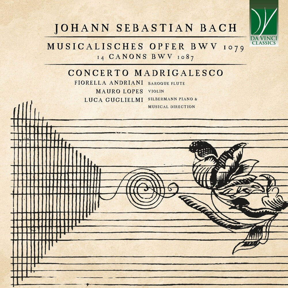the album cover for Fiorella & Mauro Lopes & Luca Guglielmi Andriani - Johann Sebastian Bach: Musicalisches Opfer Bwv 1079, 14 Canons Bwv 1087